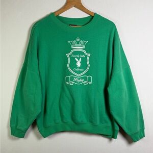 Playboy x PacSun Men Beverly Hills Crest Green Crewneck Sweatshirt Oversize Sz M